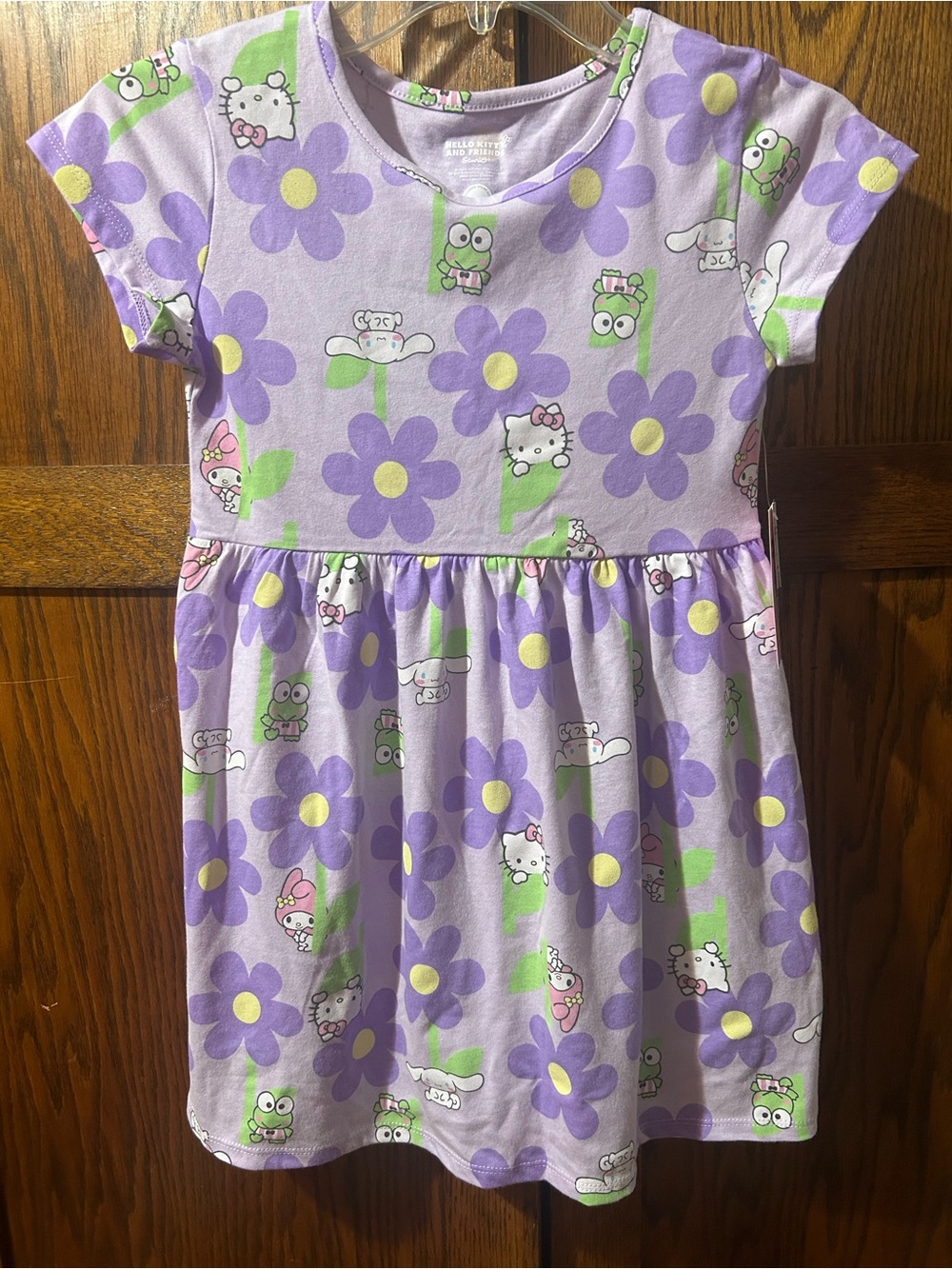 Hello Kitty Lavender Floral & Character Short Sleeve Dress